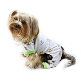 Knit Cotton Pajamas with Party Animals (Color: White, size: S)